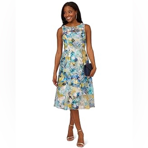 Adrianna.Papell/.Embroidered.Midi.Dress